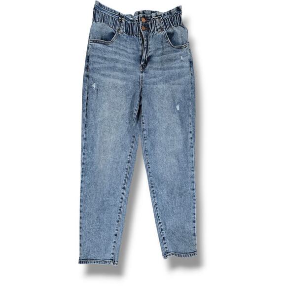 Rewind Women’s Blue Wash High Rise Mom Jeans – Size 5/27 Juniors, Distressed - Picture 1 of 9